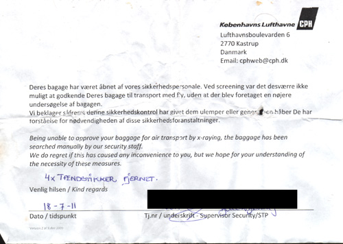 Besked fra Kbenhavns Lufthavne